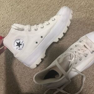 Converse White High-Top Lug Sole Sneakers